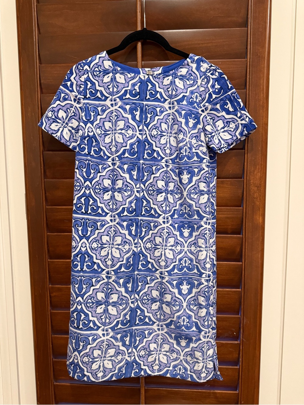 The Limited Blue and White Tile-Print Shift Dress